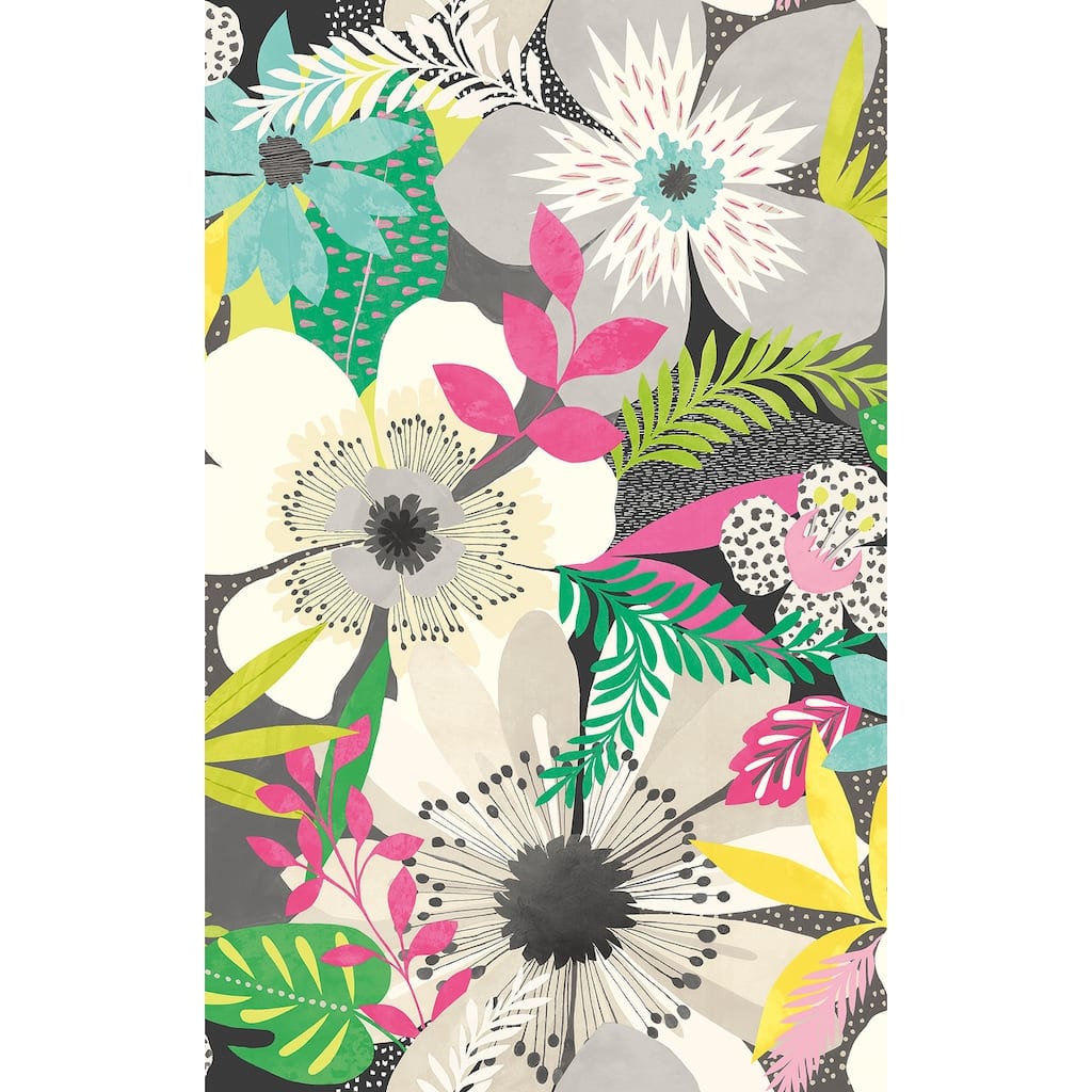 Janis Charcoal Floral Riot Wallpaper