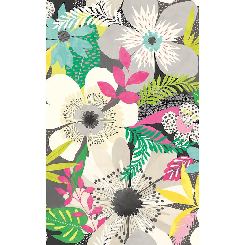 Janis Charcoal Floral Riot Wallpaper