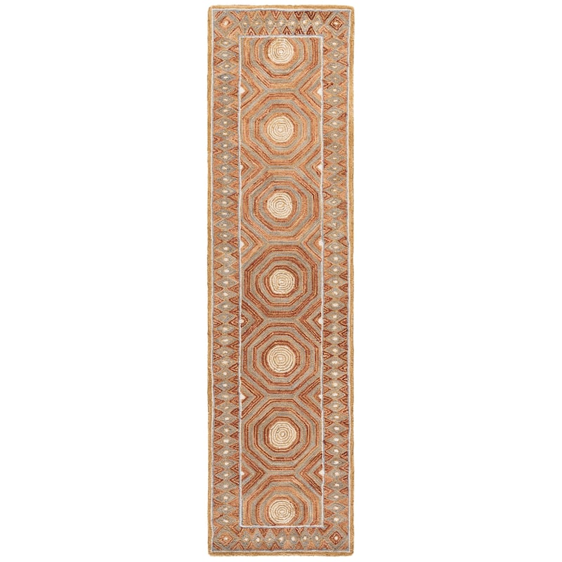 SAFAVIEH Handmade Micro-Loop Hiltrud Modern Wool Rug - 2'3" x 9' Runner - Rust/Ivory