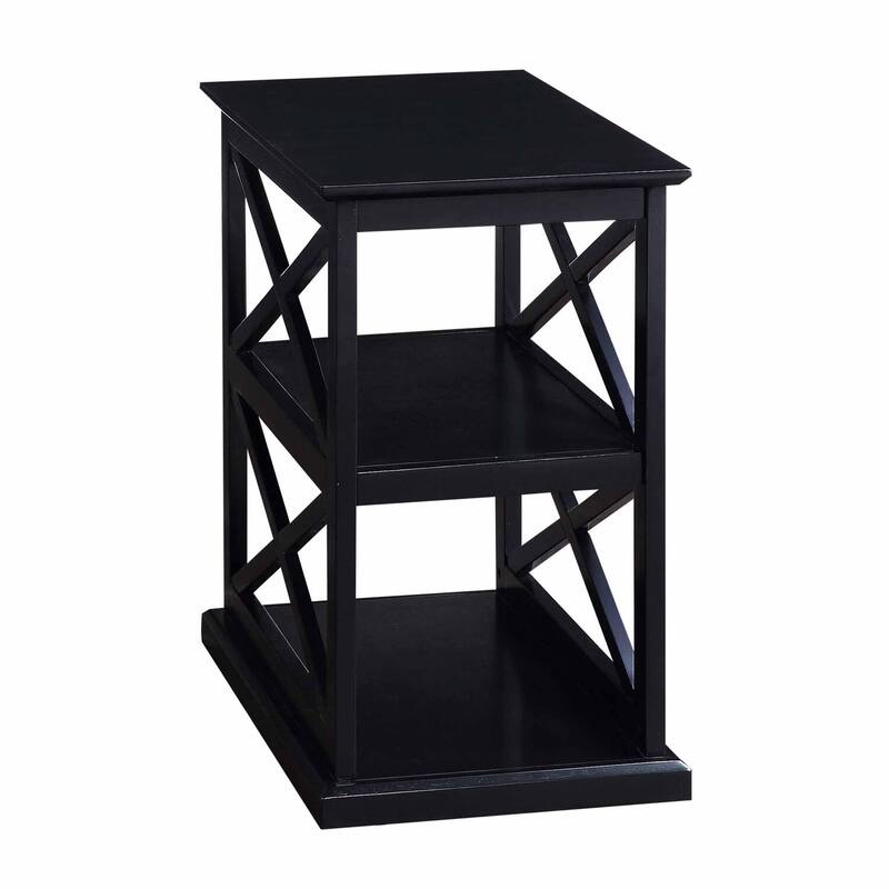 Chairside End Table with Shelves Stylish Double X Frame Three-Tier Storage Accent Table for Transitional Home Décor - 14