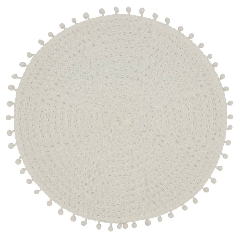 Pom Pom Design Placemats (Set of 4) - Set of 4 - White - 15"x15"