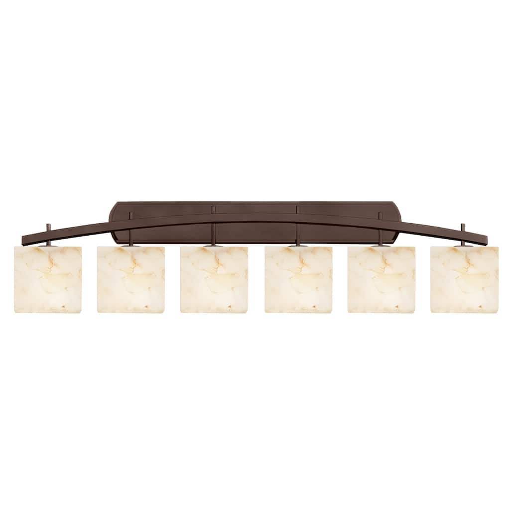 Justice Design Alabaster Rocks! Archway 6-Light Dark Bronze Bath Bar, Alabaster Rocks Rectangle Shade