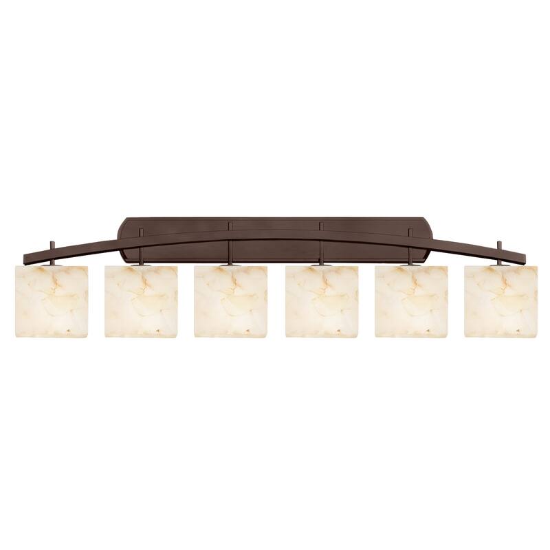 Justice Design Alabaster Rocks! Archway 6-Light Dark Bronze Bath Bar, Alabaster Rocks Rectangle Shade - Dark Bronze