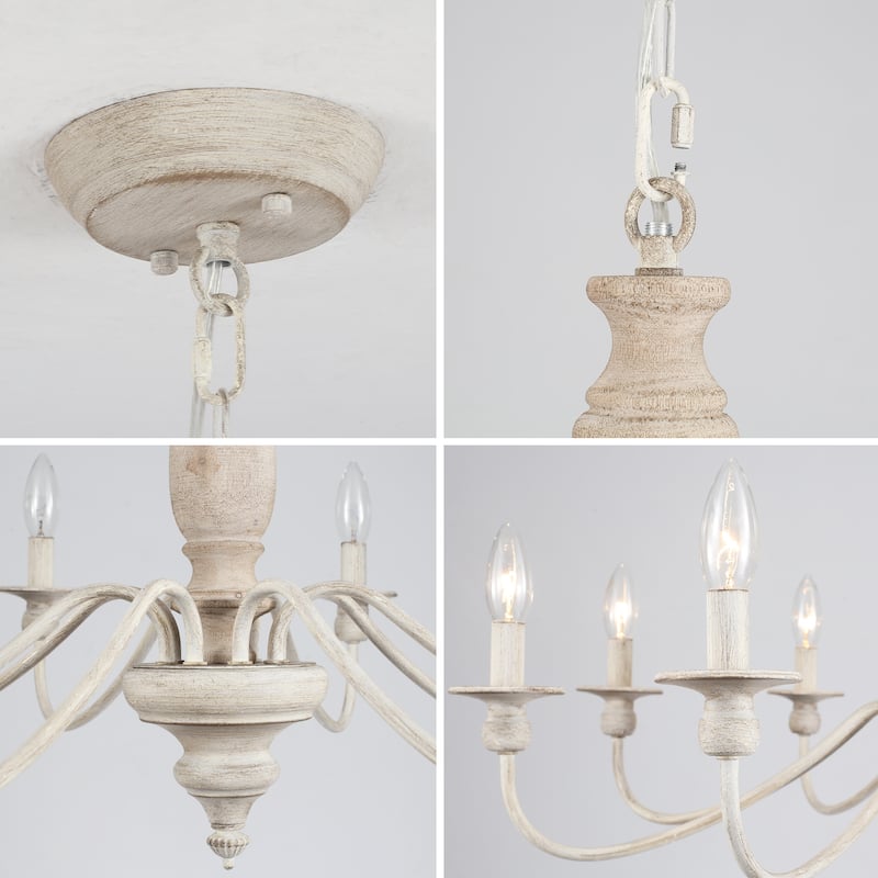 Modern Farmhouse Chandelier, 8-Light Candle Chandelier for Living Room Kitchen Island Dining Foyer - W31.1"x H20.66"