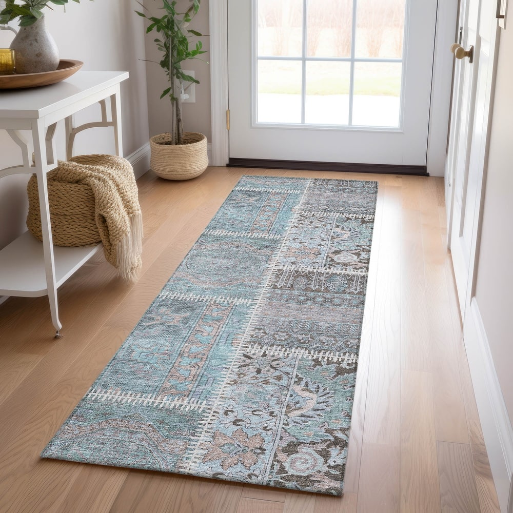 Machine Washable Indoor/ Outdoor Chantille Vintage Persian Patchwork Rug