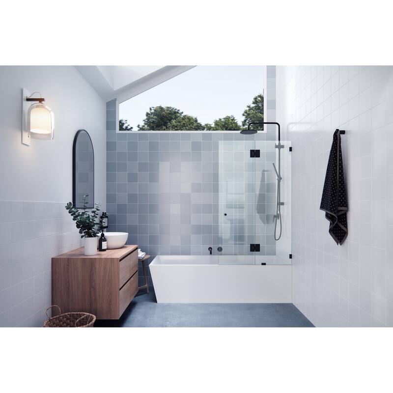 Glass Warehouse GW-B-GH-34 Halo 58" High x 34" Wide Hinged Frameless
