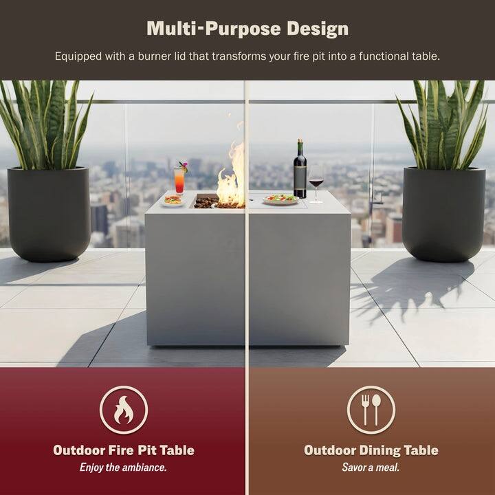 Kinger Home 32-Inch Outdoor Propane Alloy Steel Fire Pit for Patio