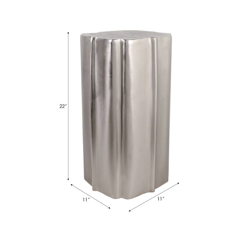 Aluminum Side Table Sculpted Base Modern Narrow Spaces Home Decor