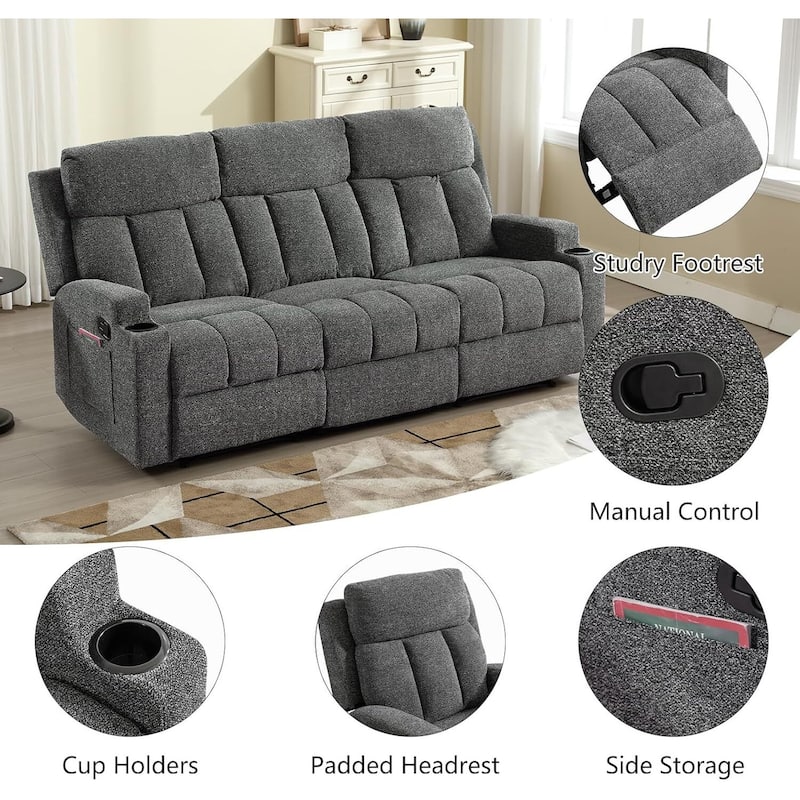 Recliner Sofa for Living Room, Extra Wide Modern Overstuffed 1/2/3 Seat Reclining Manual Sofa Chair