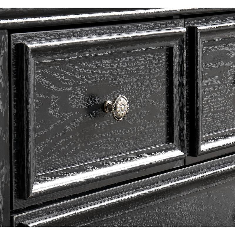 Sleek Black 6-Drawer Dresser, Farmhouse Closet Organizer for Home