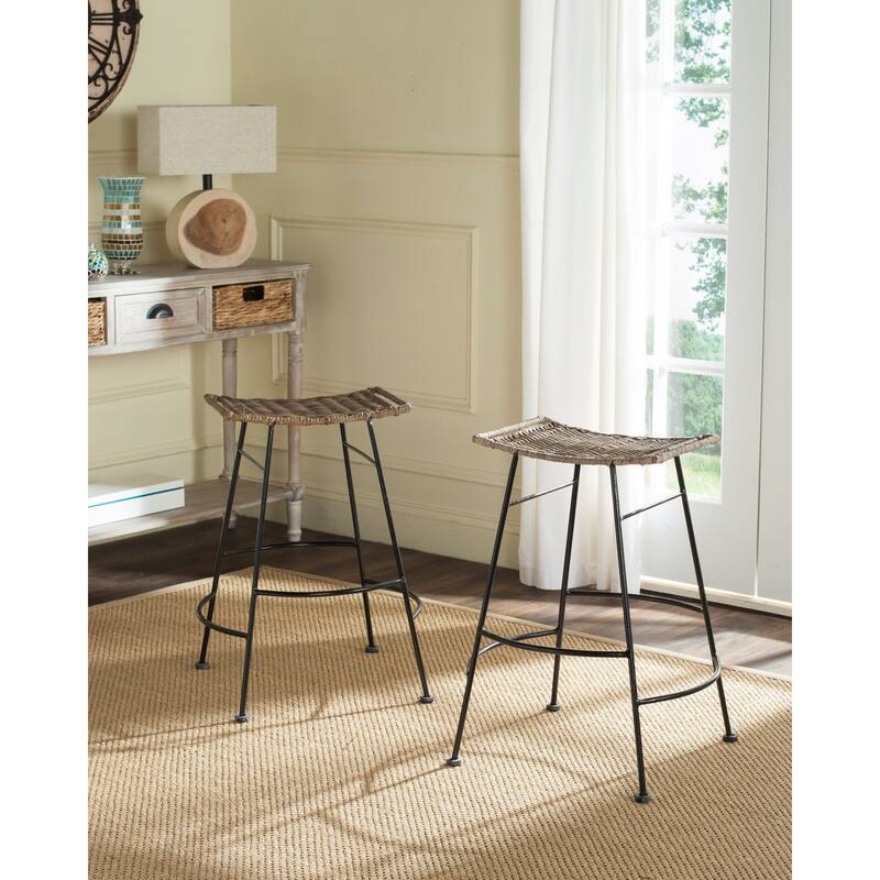 SAFAVIEH Madlene -24 Inch Grey Bar Stool (Set of 2) - 20Wx19Dx24H - Grey