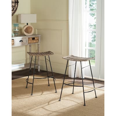 SAFAVIEH Madlene -24 Inch Grey Bar Stool (Set of 2) - 20Wx19Dx24H
