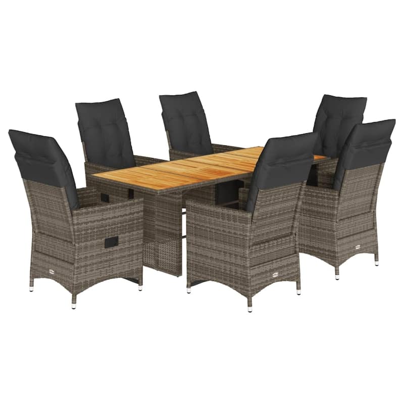 vidaXL Patio Bistro Set with Cushions Outdoor Garden Furniture Grey Poly Rattan