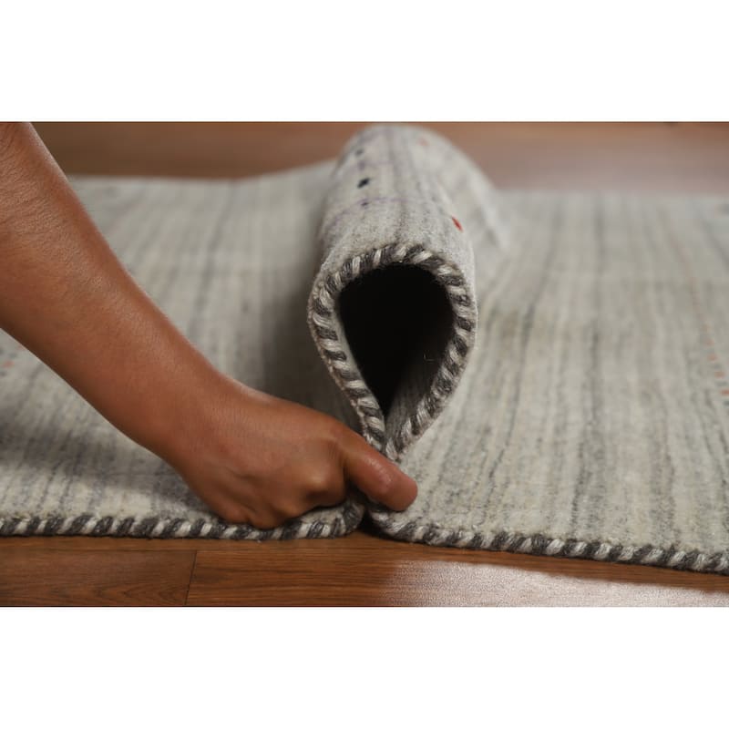 Hand Knotted Oriental 100% Wool Carpet Tribal Animal Pictorial Greys & Charcoal Gabbeh Area Rug - 7' 9'' X 5' 1''