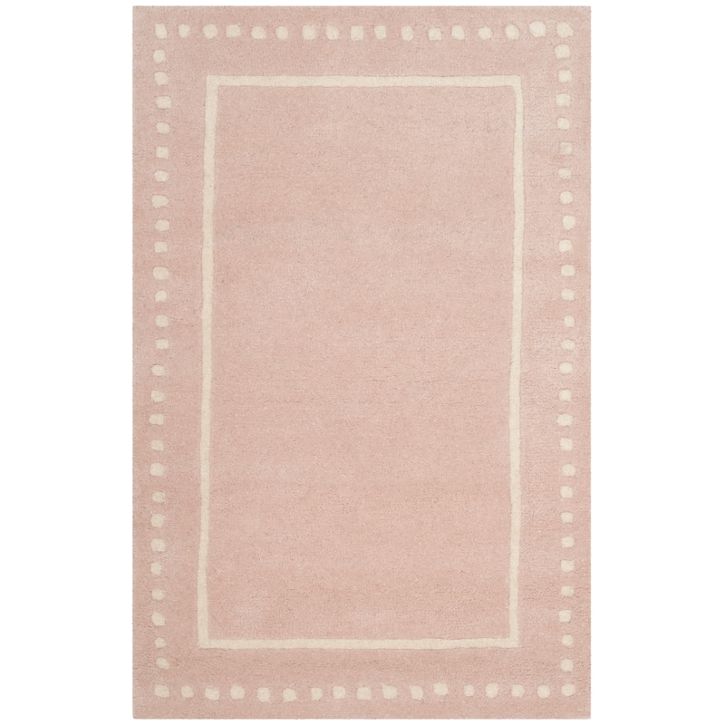 SAFAVIEH Handmade Bella Alverta Dotted Border Wool Rug - 2' x 3' - Light Pink/Ivory