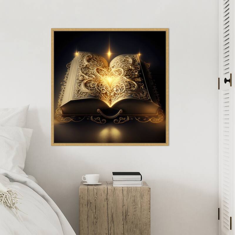 Divine Book of Love by Jake Fouracre Framed Canvas Wall Art Print - Sylvie Bright Gold