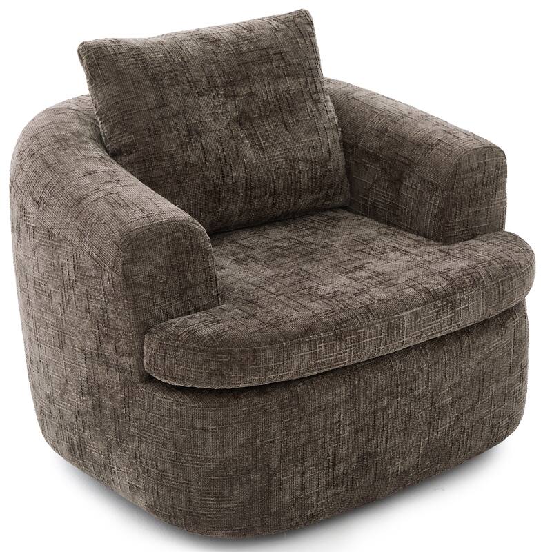 Plush 360° Swivel Barrel Accent Chair with Deep Cushioning by Harper&Bright Designs