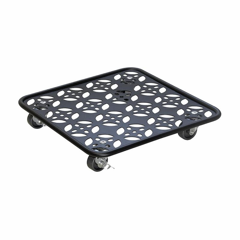 Black Flower Indoor/Outdoor Steel Plant Caddy - Round or Square - Square