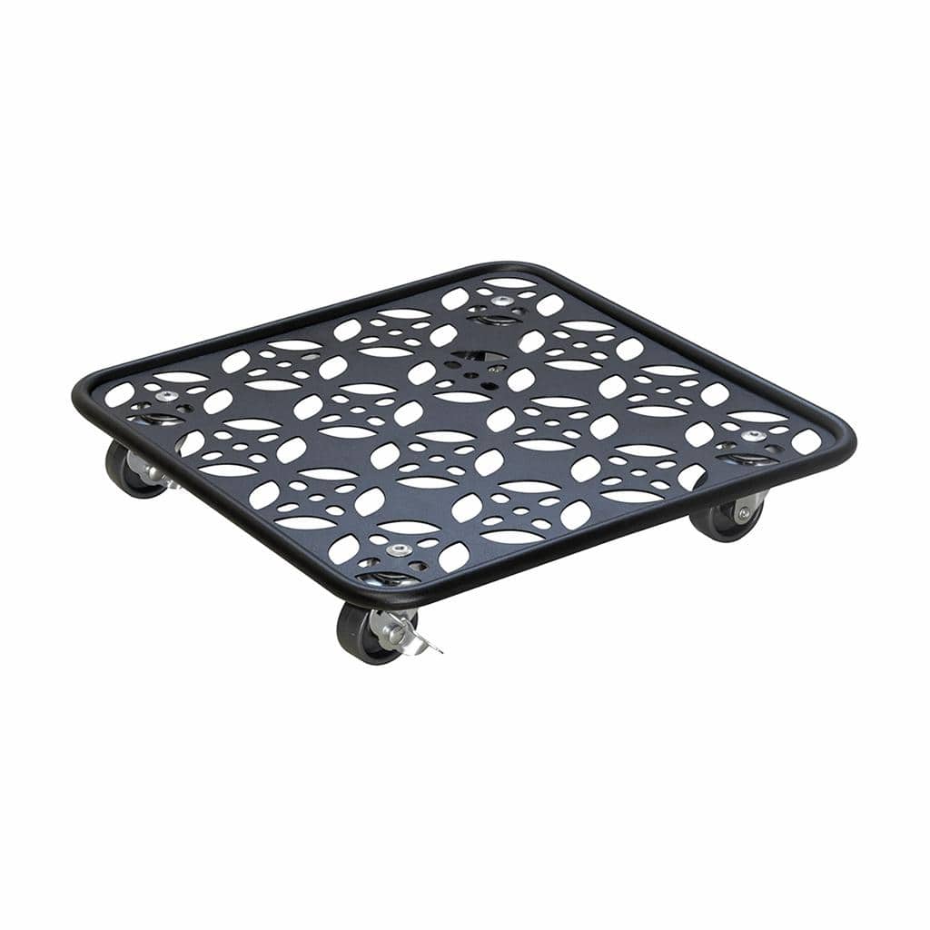 Black Flower Indoor/Outdoor Steel Plant Caddy - Round or Square