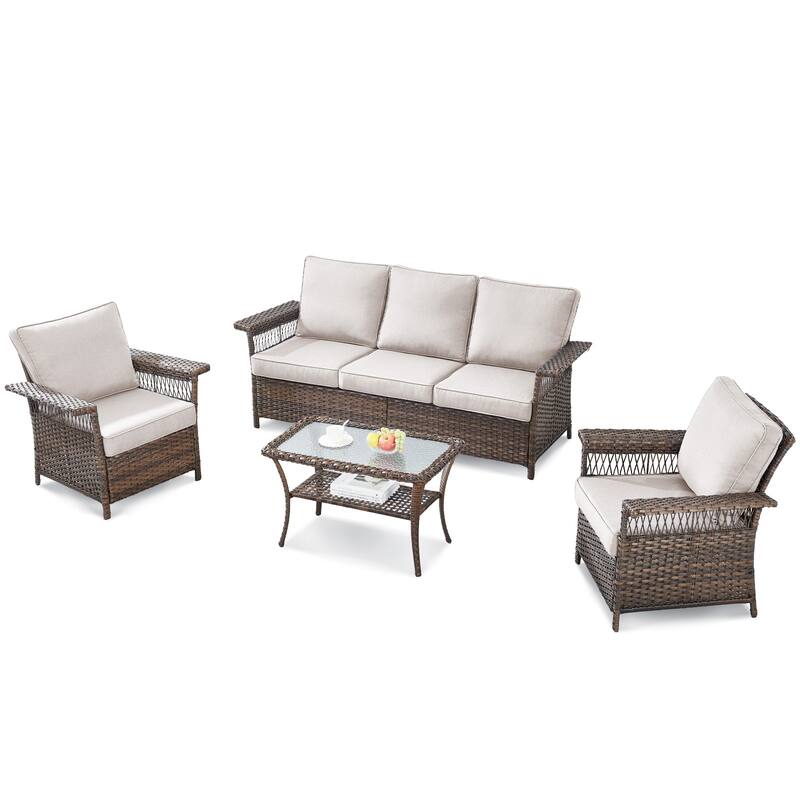 Outside Wicker Chair Conversation Set