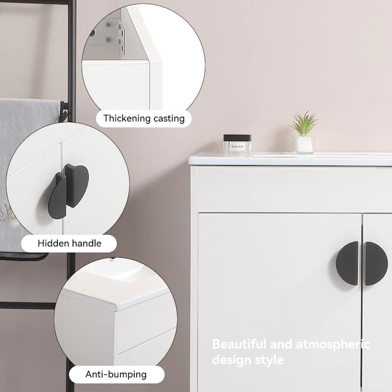 24 in. W x 19 in. D x 33 in. H Bathroom Vanity with White Ceramic Basin,Two Cabinet Doors,Excluding faucets
