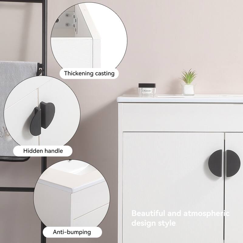 30 in. W x 19 in. D x 33 in. H Bathroom Vanity with White Ceramic Basin,Two Cabinet Doors,Excluding faucets