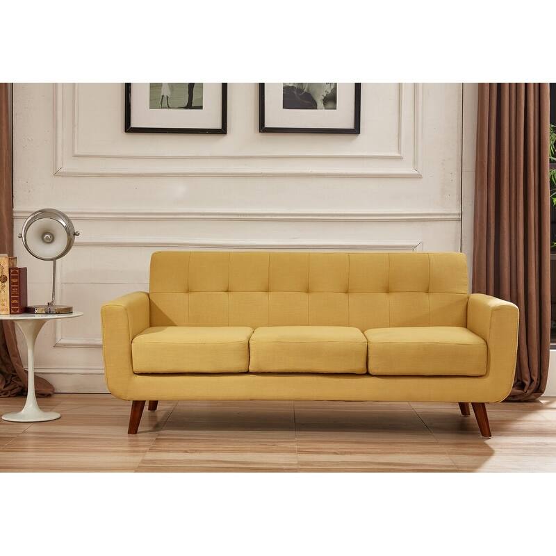 Grace Rainbeau Linen Upholstered Tufted Mid-century Sofa