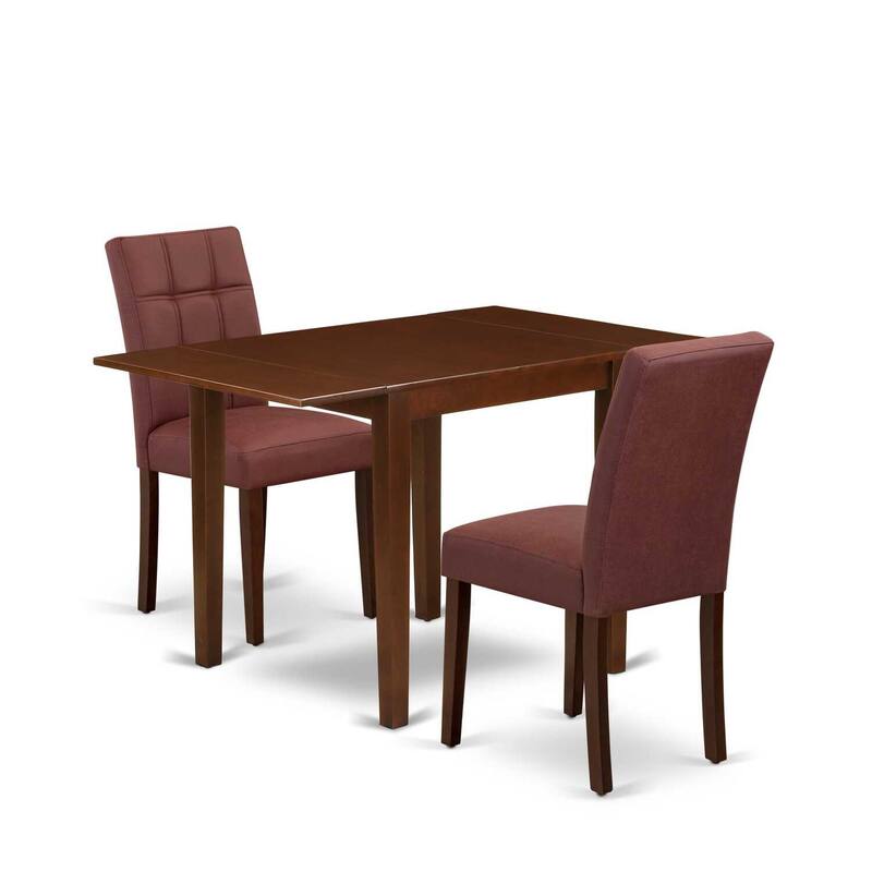 Rectangle Dining Table Set with 2 Chairs - Mahogany Finish, Drop Leaf Table, Kitchen Dining Set