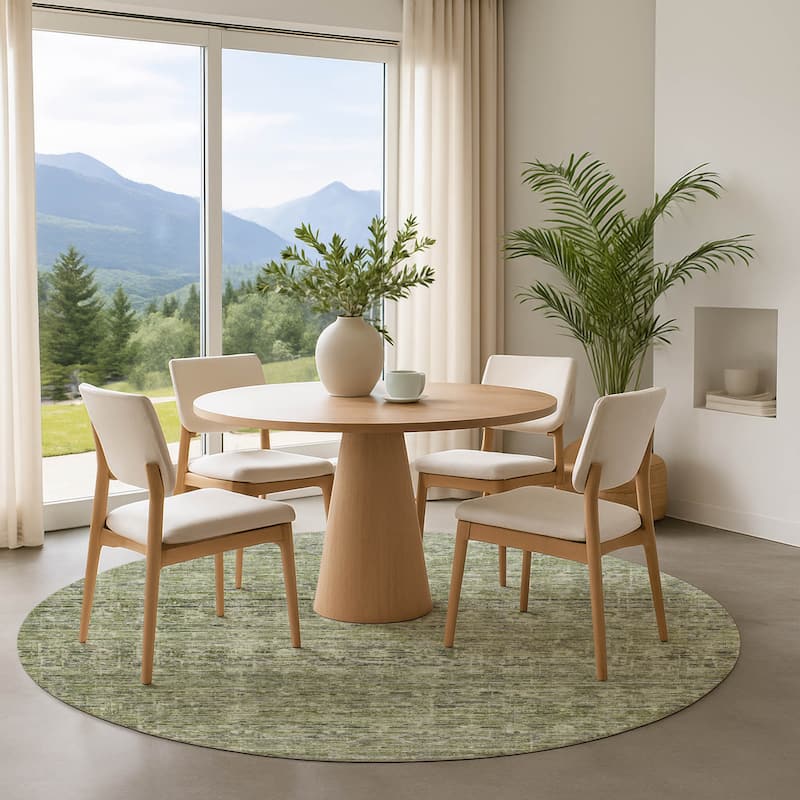 Premium Washable Super Soft Vintage Traditional Mayfield Rug - Green - 8' x 8'