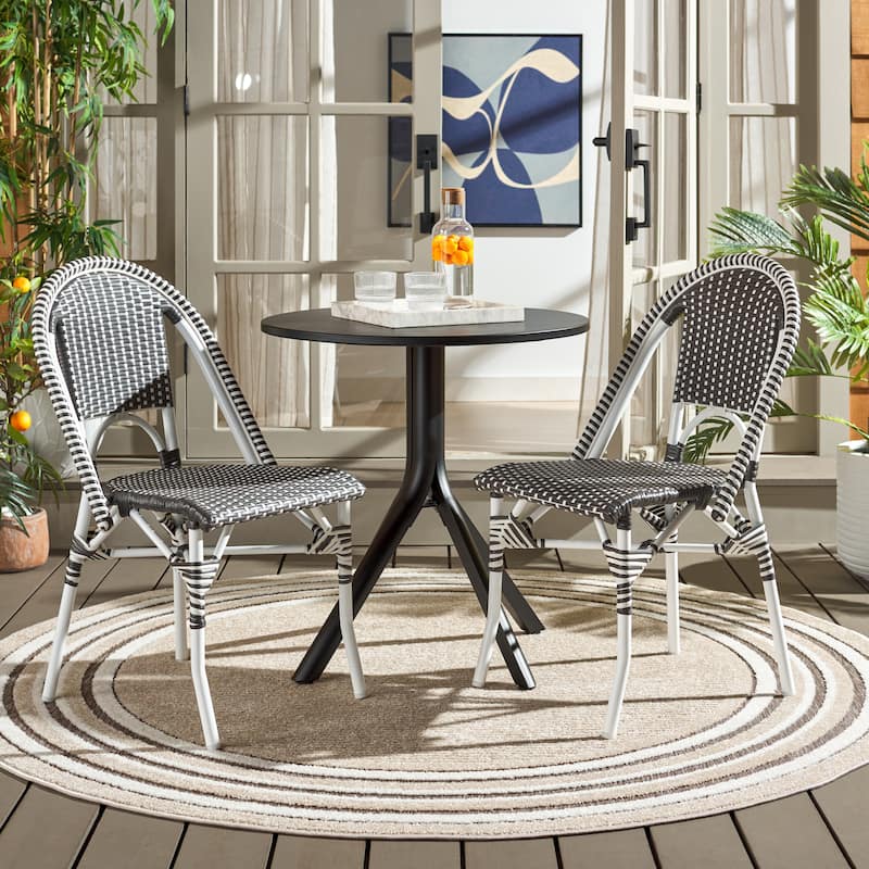 SAFAVIEH Outdoor Patio Furniture Torino Side Chair (Set of 2) - 21"W x 20"D x 33"H - Grey/White