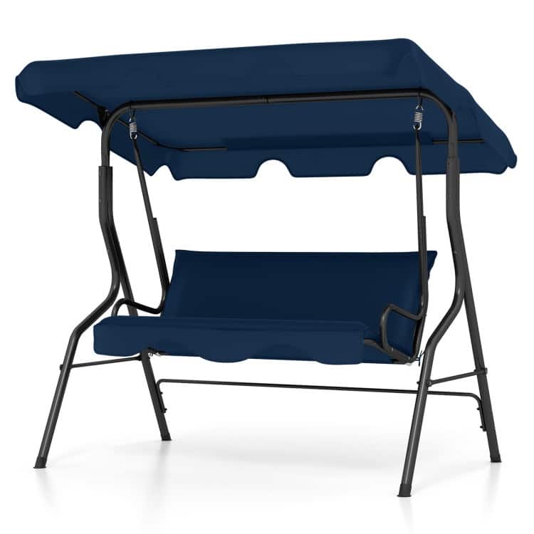 3 Seat Outdoor Patio Canopy Swing with Cushioned Steel Frame - 67.5" x 43.3" x 60.5"(L x W x H)