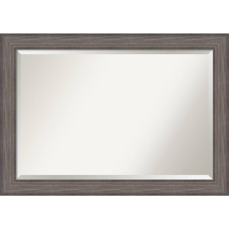 Beveled Wood Bathroom Wall Mirror Country Barnwood Frame Outer Size