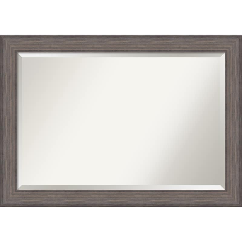 Beveled Wood Wall Mirror - Country Barnwood Frame - Outer Size: 41 x 29 in