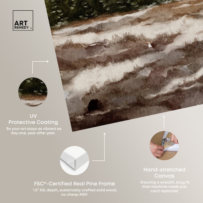 Art Remedy February Rocks Landscape Gallery Wrapped Landscape 1 Piece Canvas Wall Art Watercolor Style