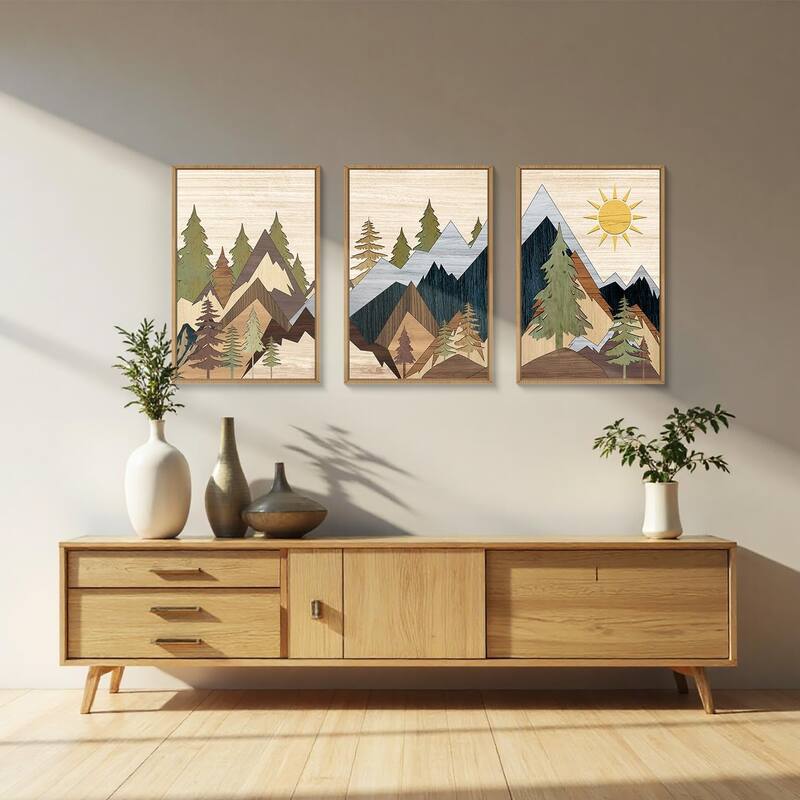 Nature Wilderness Illustration Wall Decor, Woodcut Forest