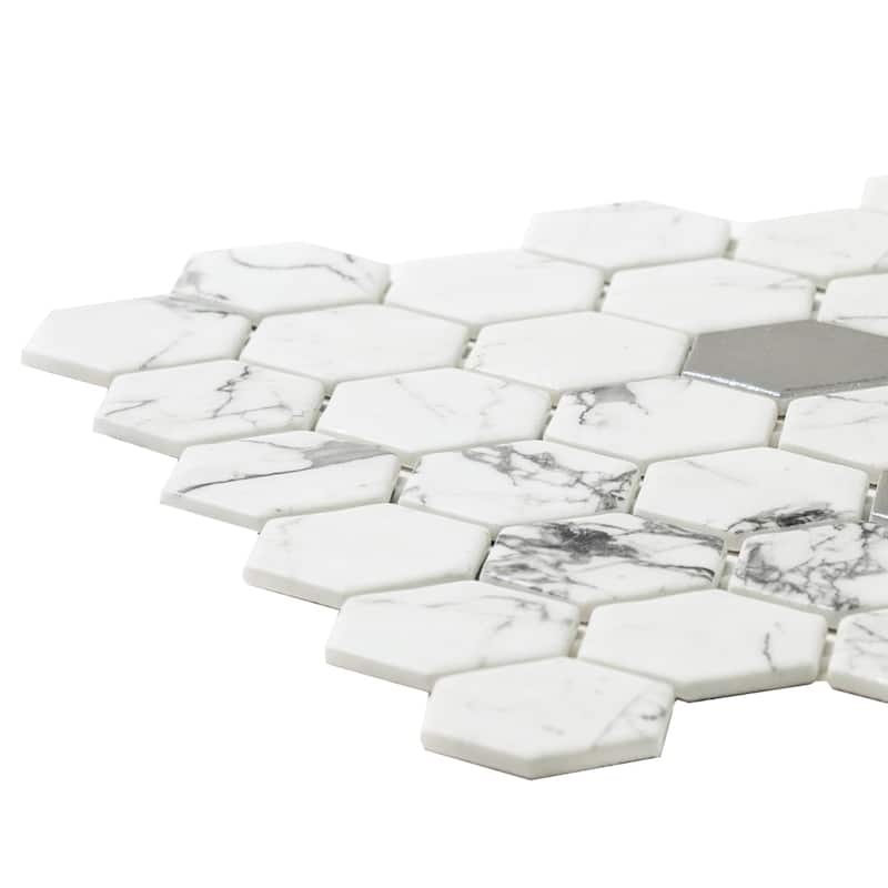 Eterna Hex 2x2 Glass Hexagon Mosaic Tile - Floor, Wall, Backsplash