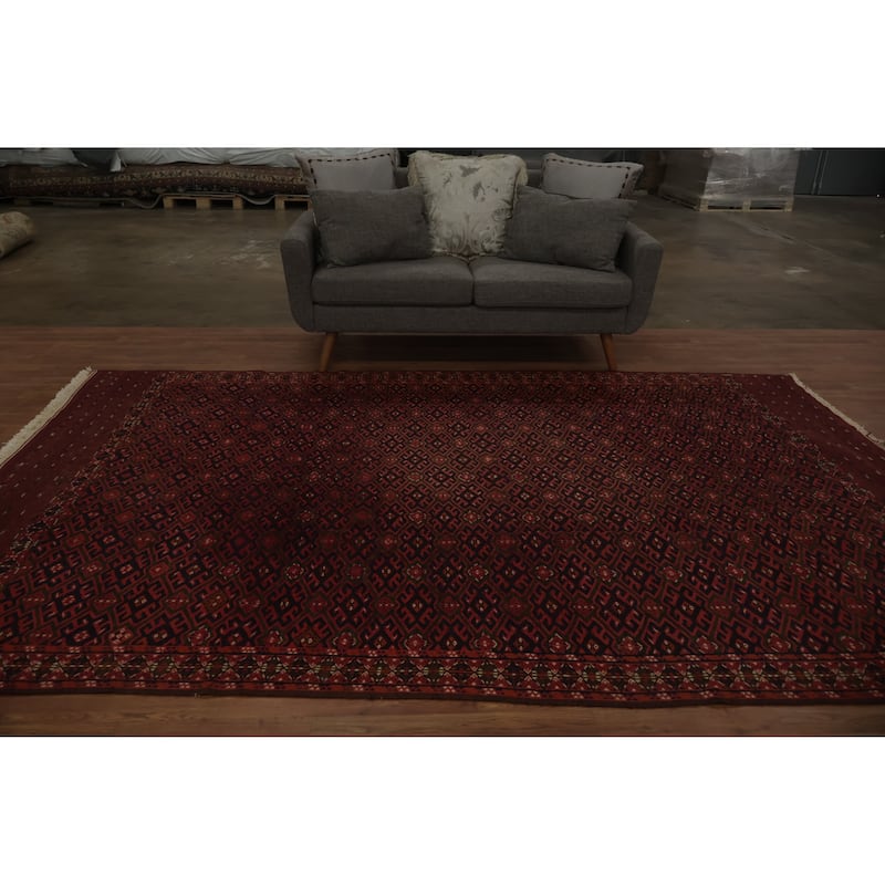 Hand Knotted Oriental 100% Wool Carpet Traditional All-Over Red Sumak Area Rug - 10' 7'' X 6' 9''