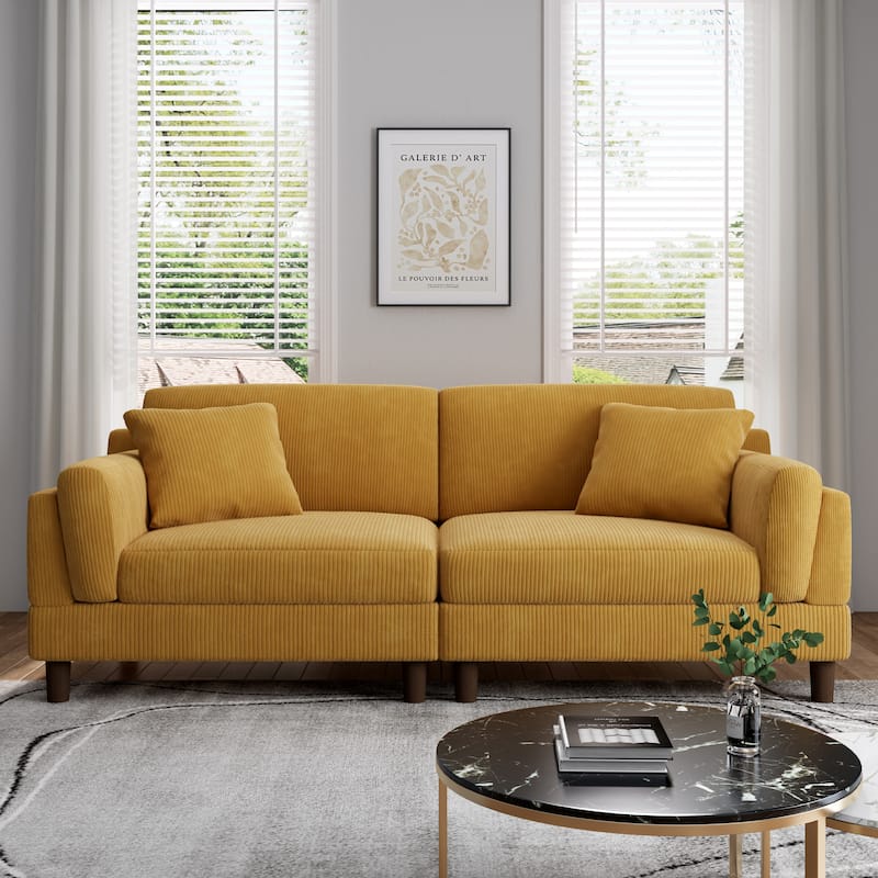 Modern 90" inch Sofa Comfy Corduroy Deep Seats Sofa