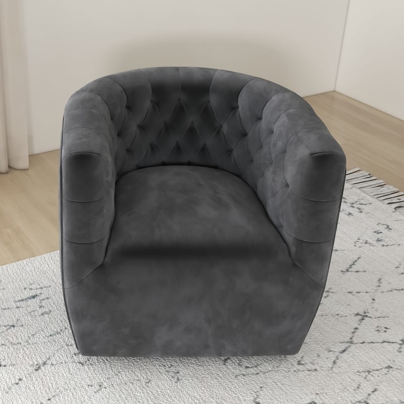 Luxor Mid-Century Modern Furniture Comfy Velvet Swivel Accent Chair