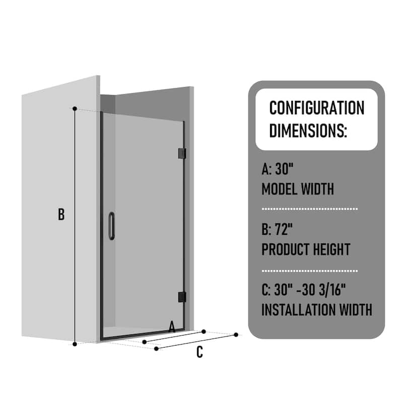 72" H Frameless Double Hinge Design Shower Door With Handle