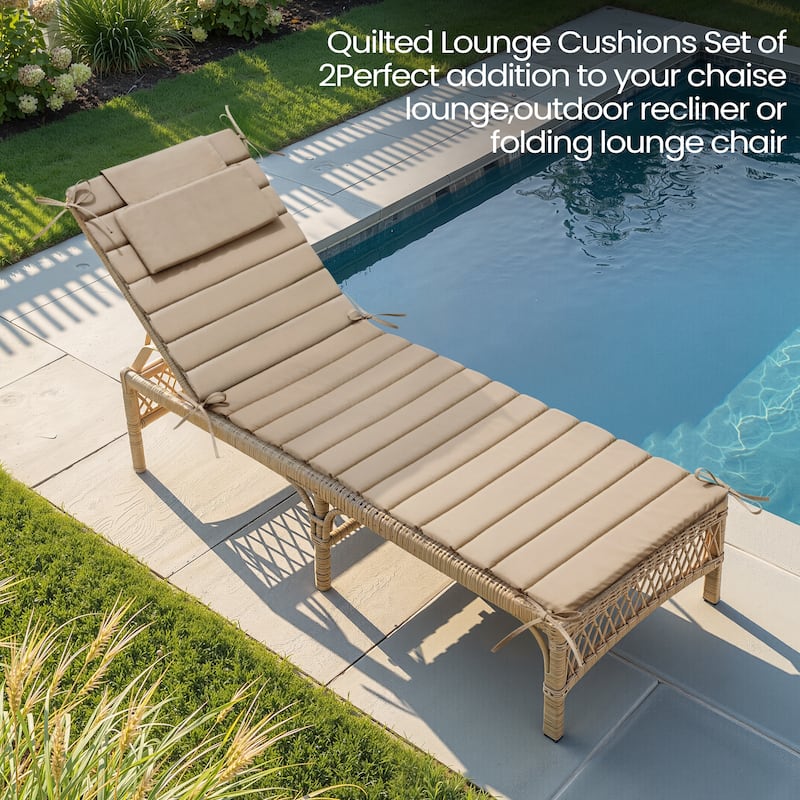 Pellebant Outdoor Chaise Lounge Cushions Patio Lounger Pad with Straps