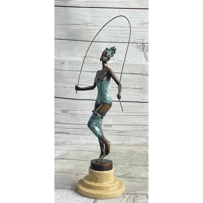 Original Milo Multi Color Patina Jump Rope Girl Bronze Sculpture By Milo Statue