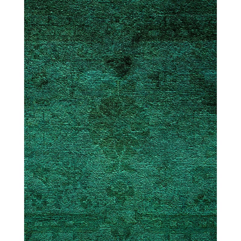 Overton Hand Knotted Wool Vintage Inspired Modern Contemporary Overdyed Green Area Rug - 11' 10" x 15' 9"