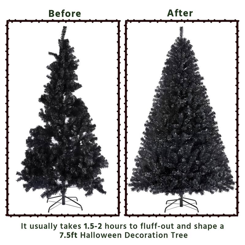 Yaheetech Prelit Halloween Black Spruce Hinged Christmas Pine Tree