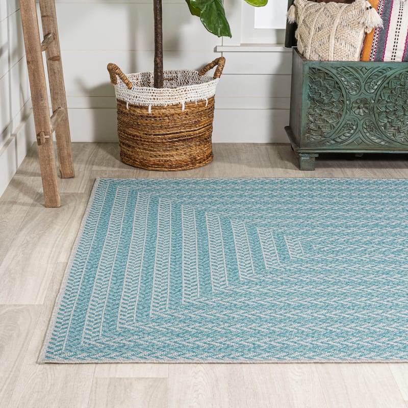 JONATHAN Y Lucia Modern Concentric Squares Indoor/Outdoor Area Rug