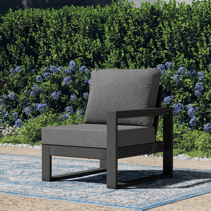 Polytrends Endless Patio Deep Seating Right Arm Chair with Gray Frame