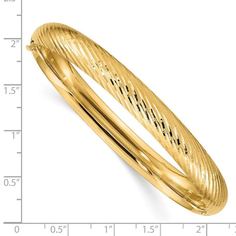 Curata 14k Yellow Gold 5/16 Textured Cuff Stackable Bangle Bracelet