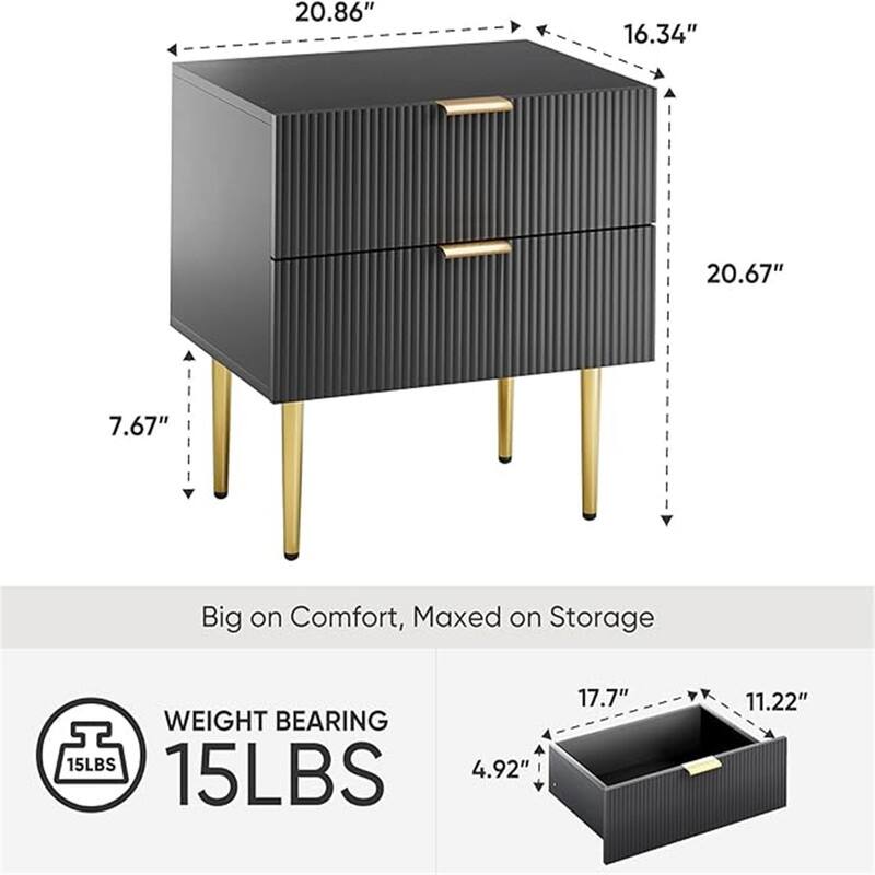 Nightstand Bedside Table with 2 Drawer