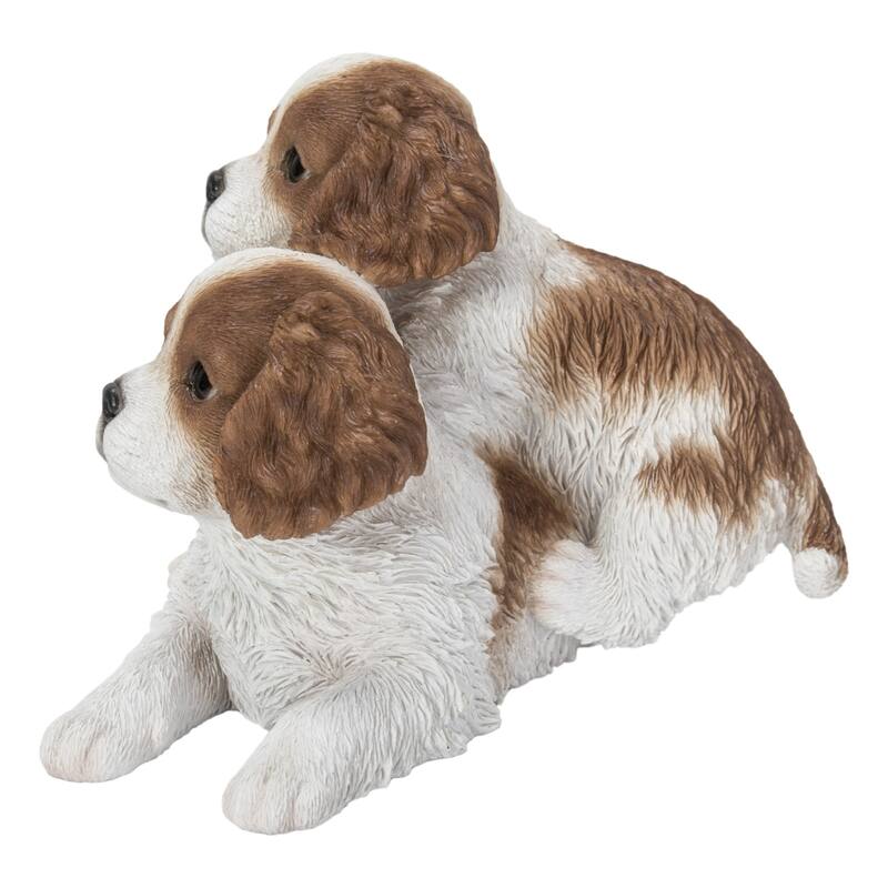 8.25" King Charles Puppies Outdoor Garden Statue