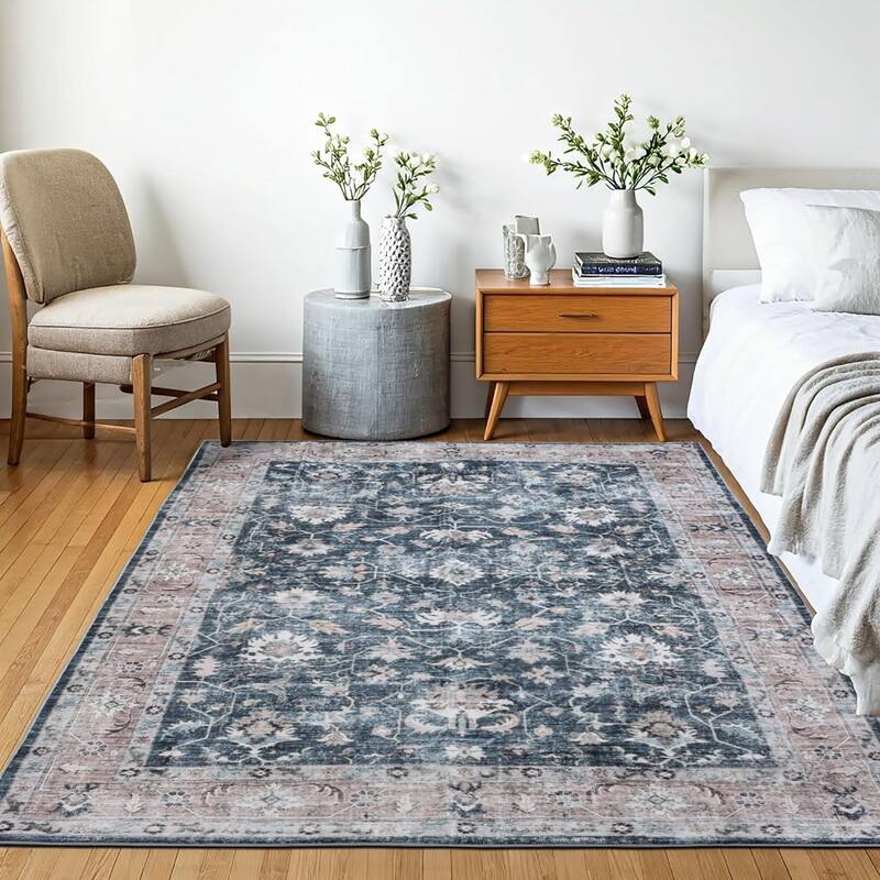 Delara Machine Washable Area Rug, Soft & Durable, Non-Slip Backing, Eco- Friendly GRS certified